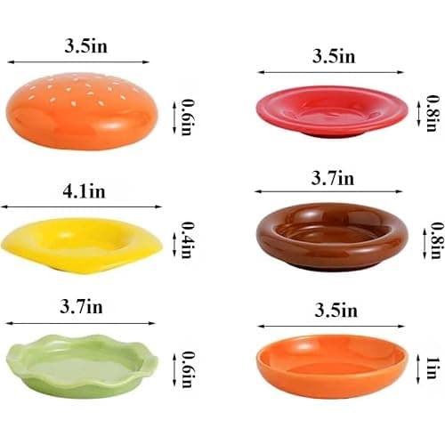 BoniIllusion Cute Hamburger Ceramic Dinnerware Set, 6-Piece Stackable Plates and Bowls Set with Lid, Microwave Safe Dinner Dessert Bowls Plates for Home Party (1-Pcs) thumbnail 3