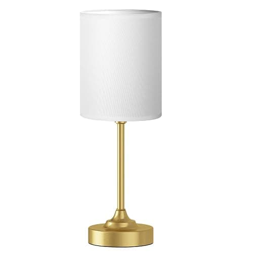 Fenmzee Gold Nightstand Bedroom Lamp - 3 Way Dimmable Bedside Lamp, Small Table Lamp Linen Lampshade for Office Desk, LED Bulb Included thumbnail 6