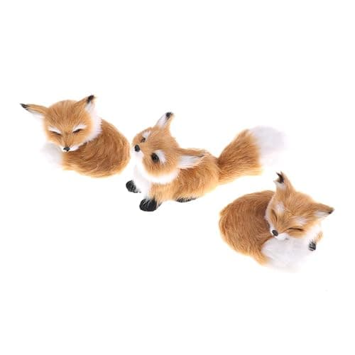 GUDVES Simulation Brown Fox Toy Furs Squatting Fox Model Home Decoration Animals World with Static Action Figures (Fox Toy) thumbnail 5