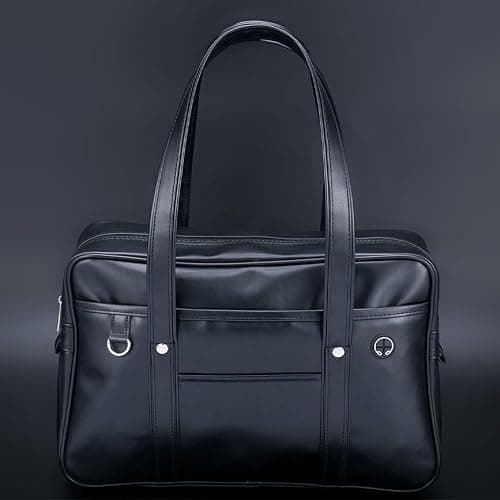 gosduiwip Premium Leather School Bag For Student Uniform Laptop Lightweight Japanese Handbag Large Capacity PU Wide Application, Black thumbnail 4