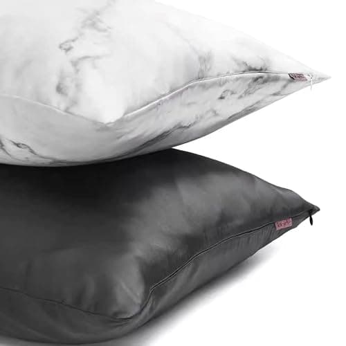 Kitsch Satin Pillowcase with Zipper for Hair & Skin, Softer Than Silk Pillow Cases Queen, Wrinkle-Free, Smooth and Cooling Satin Pillow Covers, Standard Size 19"x26" - Charcoal thumbnail 8