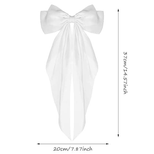 WLLHYF Big Bow Barrettes Long Tail French Ribbon Hair Pins Soft Silky Satin Hair Clip Metal Bowknot Clips 90's Accessories for Party Women Girl thumbnail 2