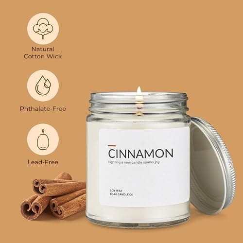 1OAK Soy Wax Scented Candles (Cinnamon) - Soy Candles for Home Scented - Long Burning Premium - Hand-Poured (7oz.) thumbnail 6