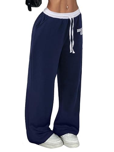 SOFIA'S CHOICE Women's Drawstring Sweatpants Low Waist Wide Leg Pants with Pockets thumbnail 5