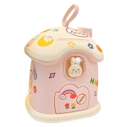 Kawaii Mushroom House Piggy Bank with Key and 3D Stickers Kids Teen Girls Money Saving Box Deposit Box Cute Kawaii Storage Box Desk Organizer Back to School Supplies (Pink) thumbnail 5