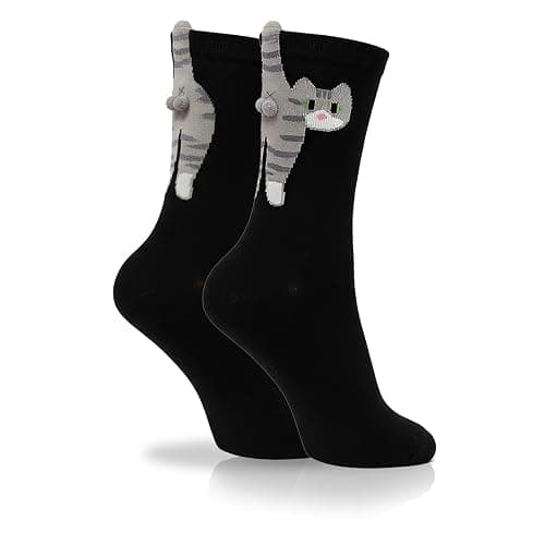 wotemlur Women's Cat balls Socks, White Elephant Gift for Cat Lovers | Made From 90% Cotton and 10% Spandex for Softness and Stretch,Suitable for Everyday Wear,Stocking Stuffer for Cat Lovers - Image 1