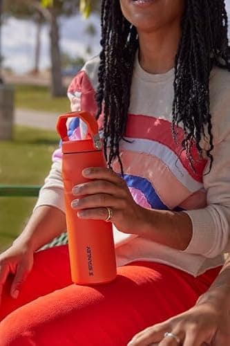 Stanley IceFlow Flip Straw 2.0 Water Bottle 24 oz | Built-In Straw for Travel and Sports | Lightweight and Leak Resistant | Insulated Stainless Steel | BPA-Free | Watermelon thumbnail 2