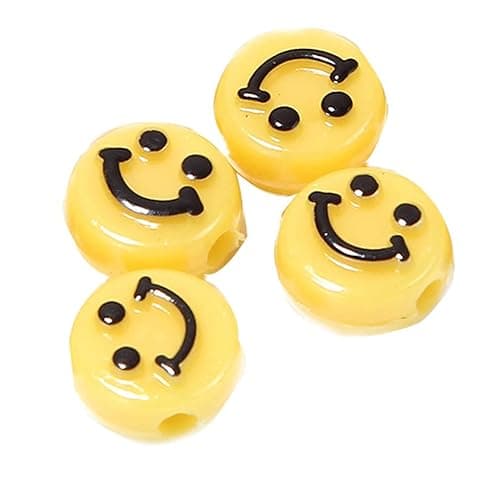 Smile Face Beads, 10mm Happy Face, Acrylic, Cute Spacer Beads, Necklace and Bracelet Making, Jewelry Supplies, 100pcs (Yellow) thumbnail 6