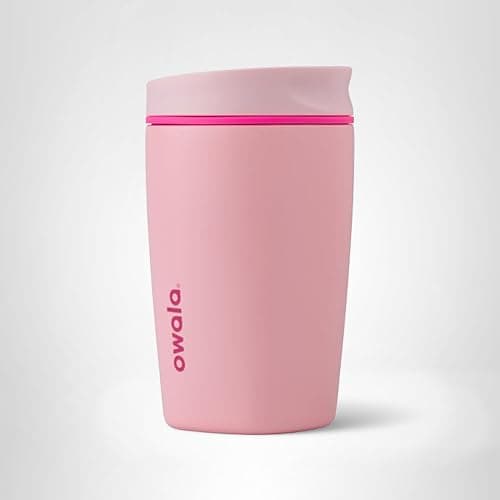 Owala SmoothSip Slider Insulated Stainless Steel Coffee Tumbler, Reusable Iced Coffee Cup, Hot Coffee Travel Mug, BPA Free 20 oz, Pink (Pucker Up) thumbnail 6