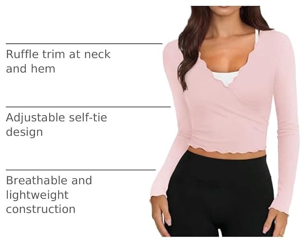 NIASHOT Pilates Outfits for Women Long Sleeve Shirts Wrap Workout Tops | Soft,Lightweight,Summer Tops,Fall Clothes,Yoga,Gym Sets,Shrugs,Crop Tops,Ballet,Tie Front Tops,Fitness Clothing thumbnail 4