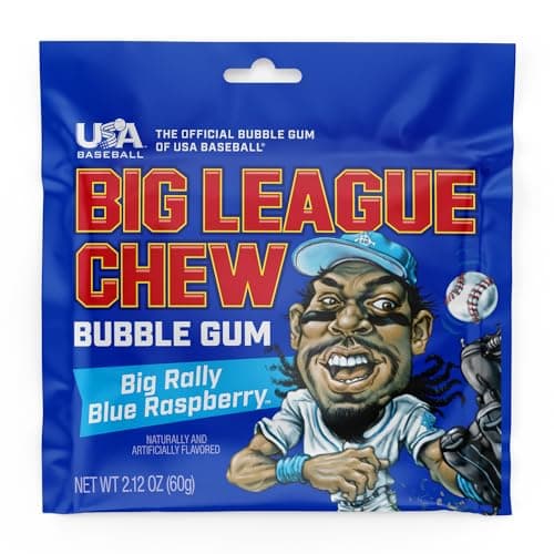 Big League Chew Big Rally Blue Raspberry Bubble Gum - Bold Blue Raspberry Blast | Perfect for Baseball Games, Teams, Concessions, Parties, and More | Pack of 12 Bags (2.12oz Each) thumbnail 5