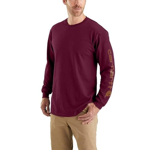 Carhartt Men's Loose Fit Heavyweight Long-sleeve Logo Sleeve Graphic T-shirt - Image 1