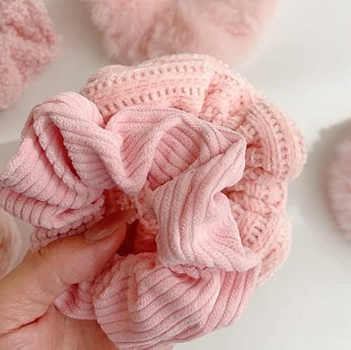 Yonchic 7-Piece Velvet Solid Elastic Hair Ties, Gentle Style Scrunchies for Women Long Thick Hair, No Damage Hair Scrunchies Rubber Bands Accessories (Pink) thumbnail 5
