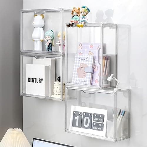 BOHOIDEE 3 Tiers Clear Display Case for Figures, Acrylic Storage Organizers Box with Magnetic Door, Wall-Mounted Dustproof Showcase for Collectibles Action Figure thumbnail 8