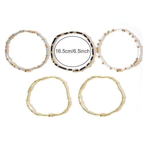 SHINUS BOHO 14K Gold Plated Beaded Bracelets Stack Set for Women,Stretch Boho Colorful Beads Ball Jewelry Friendship Summer Trendy thumbnail 6