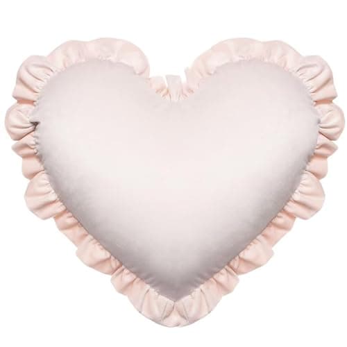 YIGIRL Heart-Shaped Throw Pillow 20×16 Inch Velvet Ruffed Heart Pillow Home Decoration Pillows Cushion for Sofa Bed Chair Living Room Light Pink - Image 1