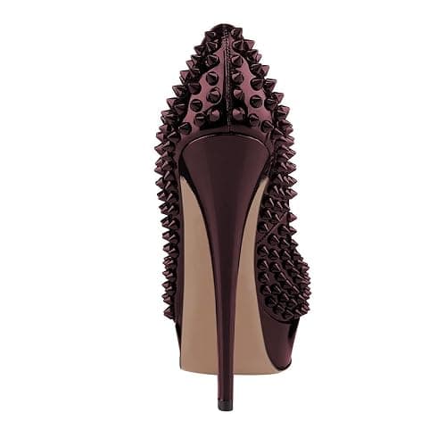 FSJ Women Classic Rivets Platform Heel Peep Toe Pumps High Stiletto Heel Slip On Studded Sexy Wedding Party Dance Shoes Size 4-16 US thumbnail 3