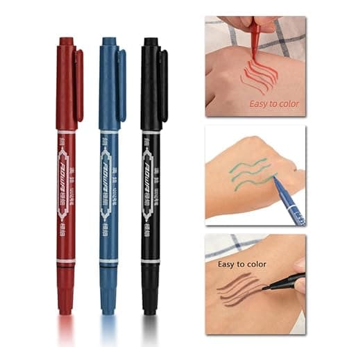XJKLBYQ 3pcs Tattoo Skin Scribe Pen Dual-Tip Marker Piercing Marking Surgical Tattooing,Tattoo Marker thumbnail 6
