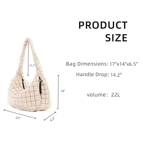 VAKAER Puffer Tote Bag for Women Quilted Crossbody Large Hobo Carryall Lightweight Padded Shoulder Bag for Travel Work thumbnail 4