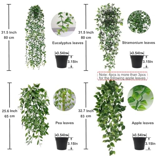3Pcs Artificial Plants Artificial Hanging Plants,Vines Mandala Pea Eucalyptus Leaf Pseudoplant for Office Farmhouse Home Decor, Indoor Outdoor Wedding Home Decoration thumbnail 2