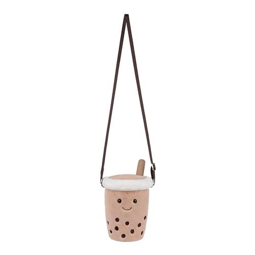 Apricot Lamb Boba Tea Shaped Crossbody Plush Purse for Toddlers and Teen Girls, Stuffed Animal Shoulder Bag, Kids Fashion Handbags thumbnail 3