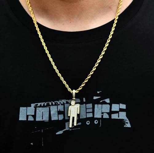 AOLIAY Stylish Villain Necklace, Stainless Steel Bowed Head Pendant Zircon Hip Hop Couple Pendant Necklace (golden) 1PC thumbnail 5
