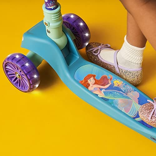 Jetson Disney's The Little Mermaid Three-Wheel Kids' Kick Scooter | Includes LED Lights on Stem & Light-Up Wheels |Height-Adjustable Handlebar Lean-to-Steer |Easy-Folding Mechanism Ages 3+, Purple thumbnail 10