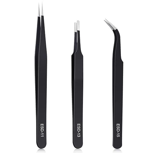 kaverme 3PCS Precision Tweezers Set, Upgraded Anti-Static Stainless Steel of Tweezers, for Electronics, Soldering, Laboratory Work, Jewelry-Making, Model, Craft - Image 1