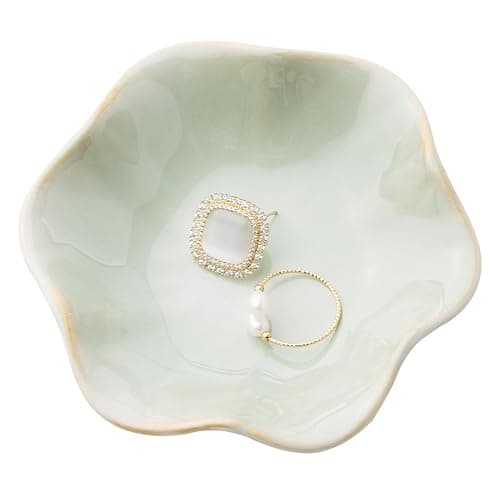 CavspkArt Ceramic Jewelry Dish, Decorative Ring Dish, Key Bowl, Gift for Women and Girls (White) - Image 1