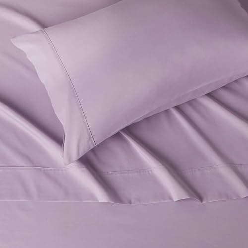 Amazon Basics Lightweight Super Soft Easy Care Wrinkle-Free Breathable Brushed Microfiber 3 Piece Bed Sheet Set with 14-Inch Deep Pockets, Twin, Frosted Lavender, Solid thumbnail 3