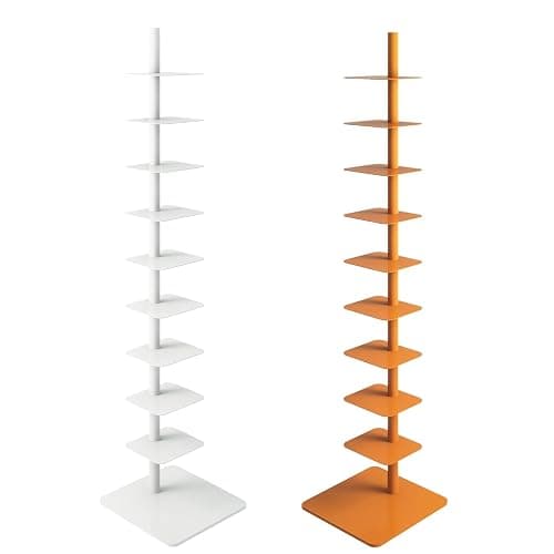 HYHTMER 9-Tier Metal Spine Bookshelf - Vertical Tower for Booksfor Small Spaces, Multipurpose Corner Bookshelf, Tall & Narrow Ladder Bookcase, Ideal Book Display for Home or Office (Orange Color) - Image 1