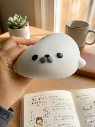 Jumbo Seal Squishy Toy, 4.7 Inch Ultra Slow Rising Cream Scented Kawaii Sea Lion,Stress Relief Squeeze Toy for Adults,Soft Sensory Squeeze Bun for Office Desk Party Favors(White) thumbnail 8