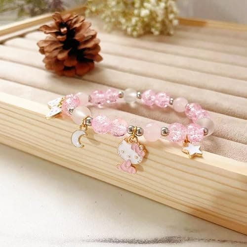 NIQIPOK Crystal Bead Bracelet Cute Cartoon Kawaii Elastic Beaded Bracelets for Women,Kawaii Crystal Beads Anime Relationship Matching Bracelet for Best Bracelets thumbnail 2