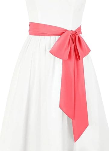 Juweniz Women's Long Chiffon Sash Waist Belt For Bridal Wedding Bridesmaid Prom Formal Special Occasion Dresses Belt 3'' Wide thumbnail 2