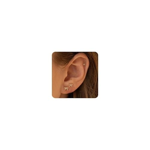 VRIUA 20G Tiny Flat Back Earrings for Women - 14K Gold/Silver Plated Small Flat Back Stud Earrings Hypoallergenic Cartilage Helix Piercing Jewelry thumbnail 2