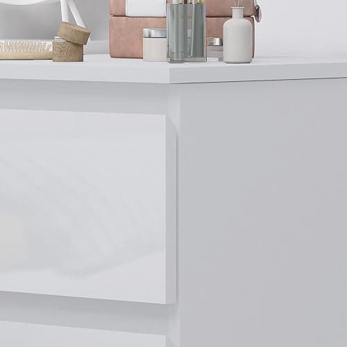 FWStyle Modern White Gloss 3 Drawer Dressing Table Home Office Desk Scandinavian Style Matt Frame thumbnail 7
