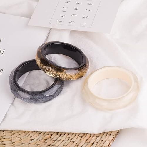 COLORFUL BLING Acrylic Cute Transparent Candy Geometric Tortoiseshell Chunky Cuff Bangle Mottled Wide Chunky Cuff Bracelet for Women Statement Jewelry thumbnail 3