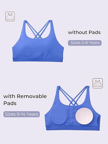 Haloumoning Girls Training Bra Kids Strappy Scoop Neck Bras Yoga Sports Comfort Dance Crop Top 5-14 Years thumbnail 5