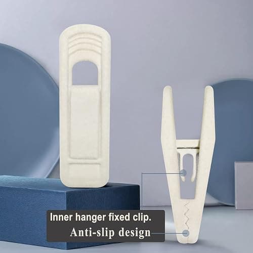 TOFIIGREM Velvet Hanger Clips for Velvet Hangers - 20 PCS Beige Non-Slip Velvet Clip for Skirt Hanger, Strong Flocking Clips Fit for Ivory Velvet Hangers thumbnail 3
