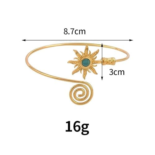 MXUHUI Gold Silver Sun Arm Cuff for Women Turquoise Open Adjustable Upper Arm Bangle Coil Swirl Armlet Armband Minimalist Upper Arm Cuff Jewelry Statement Party Jewelry thumbnail 2