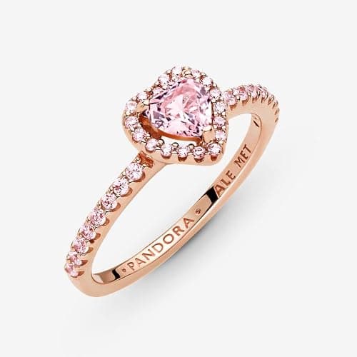 Pandora Sparkling Elevated Heart Ring - Rose Gold Ring for Women - Layering or Stackable Ring - Gift for Her 14k Rose with Cubic Zirconia - With Gift Box thumbnail 4