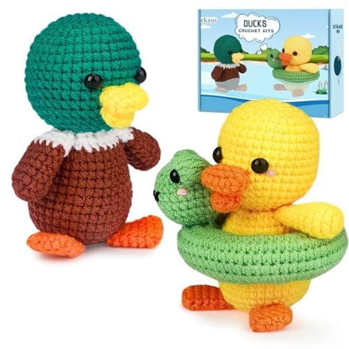 ekaus Crochet Kit for Beginners, Crochet Kit with Step-by-Step Video Tutorials, Crochet DIY Knitting Supplies for Adults, Crochet Ducks(45%+ Yarn) - Image 1