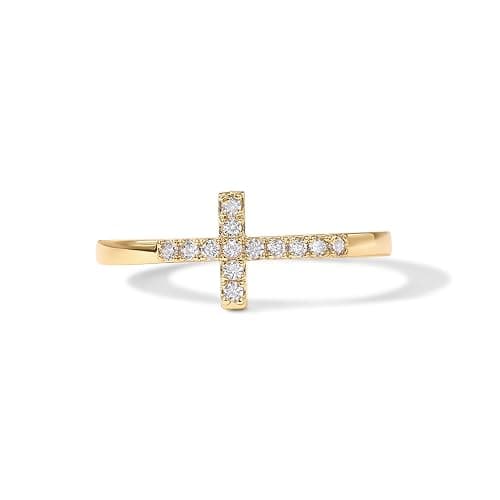 PAVOI 14K Gold Plated Cubic Zirconia Cross Ring for Women - Eternity Promise Ring for Her - Infinity Religious Wedding Band thumbnail 3