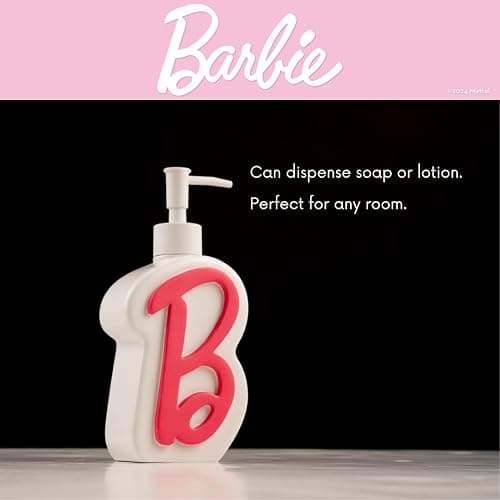 Barbie Pink B Monogram Soap/Lotion/Hand Sanitizer Resin Pump Dispenser, 11.69 Ounces, (Officially Licensed Product) by Franco thumbnail 3