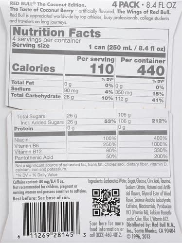 Red Bull Coconut Edition Energy Drink, Coconut Berry, with 80mg Caffeine plus Taurine & B Vitamins, 8.4 Fl Oz, Pack of 8 Cans thumbnail 13