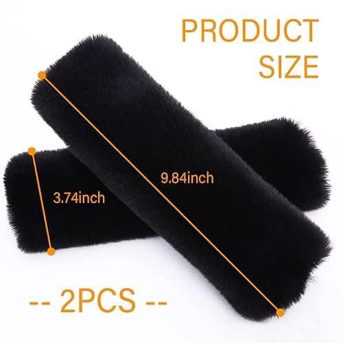 SSNNUU 2PCS Fluffy Car Seatbelt Covers - Soft&Comfortable Plush Seat Belt Cushion Protects Shoulder - Universal Seat Belt Covers for Adults or Children Fits Car Truck SUV Van RV (Black/2pcs) thumbnail 2