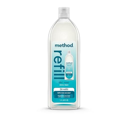 Method Super Shine Liquid Dish Soap Refill, Powered by Enzymes, Dewy Daze Scented, 48 fl oz - Image 1