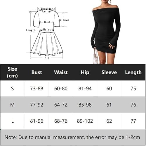 Haibang Robe Moulante à Manches Longues pour Femmes - Mini Robe de Soirée Sexy Épaules Dénudées Élégante Courte Bodycon Dress Chic Et Glamour pour Cocktail Party Fête Club Décontractée thumbnail 7