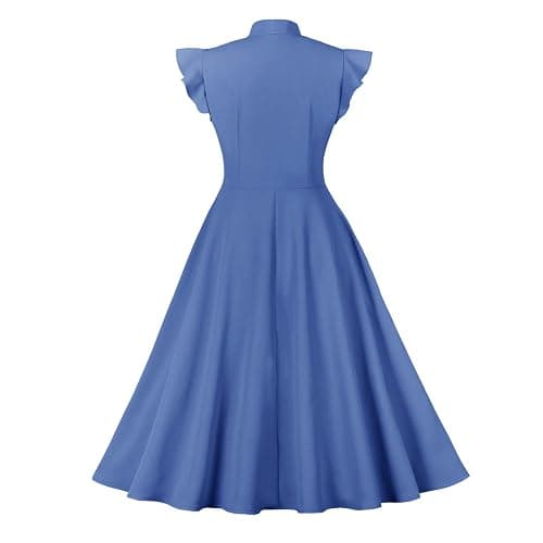 1950s Dresses for Women Vintage Rockabilly Retro Short Sleeve Tie Midi Dress Cocktail Party Evening Prom Gown thumbnail 3