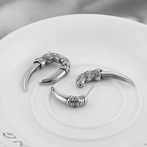 HZMAN Stainless Steel Dragon Claw Stud Earrings for Men Women Gothic Punk Piercing Sharp Claw Earring Jewelry Gift thumbnail 5